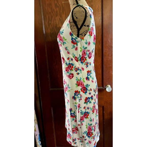 KARL LAGERFELD DRESS FLORAL STRETCH WHITE PINK GREEN 6 - Picture 4 of 6